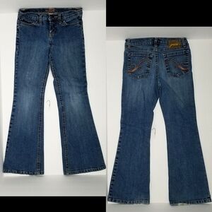 Grane Retro/Y2K Medium to Dark Wash Flare Jeans- Embroidered Rear- Size 7